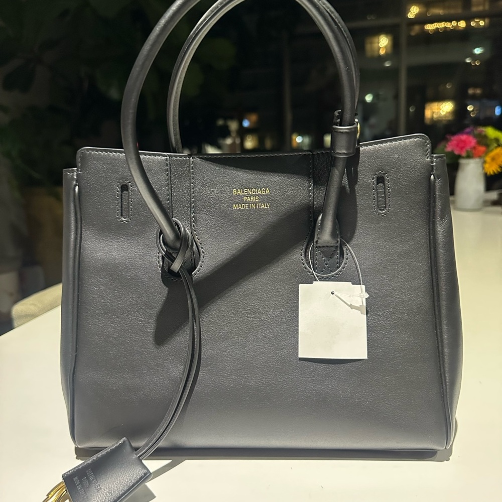Balenciaga Black Leather Structured Satchel